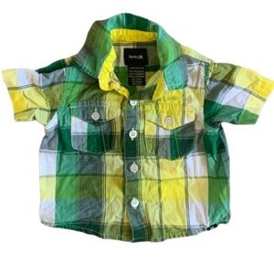 Hurley Green Plaid Button Down Shirt
